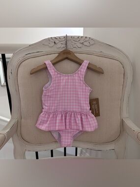 🦢 2T Pink Gingham Ruffle One-Piece Swimsuit NWT